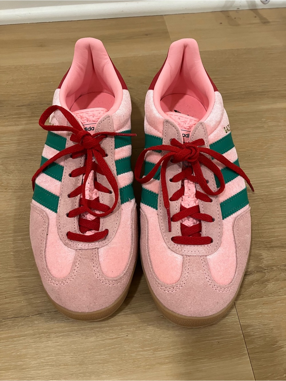 Adidas Pink Velvet Gazelle Shoes